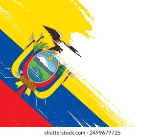 Ecuador flag brush paint textured isolated on png or transparent background. vector illustration  