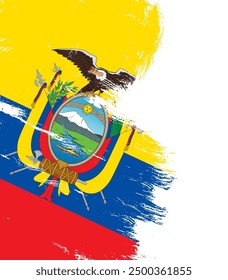 Ecuador flag brush paint textured isolated on png or transparent background. vector illustration  