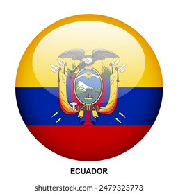 ECUADOR flag button on white background