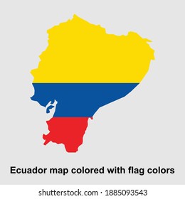 Ecuador flag colored map, isolated vector illustration