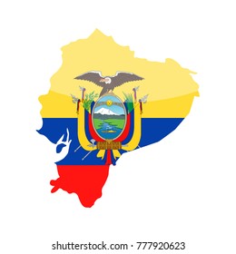 Ecuador Flag Country Contour Vector Icon - Illustration