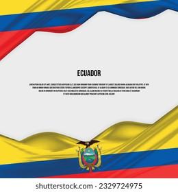 Ecuador flag design. Waving Ecuador flag made of satin or silk fabric. Vector Illustration.
