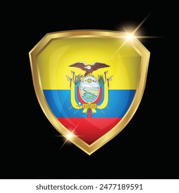 Ecuador Flag Golden Shield Logo