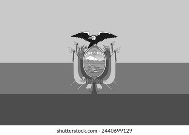 Ecuador Flagge - Graustufen monochrome Vektorgrafik. Flagge in Schwarz-Weiß