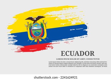 Ecuador flag grunge brush and text poster, vector