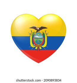 Ecuador flag in heart. Love symbol. Vector country icon isolated eps10