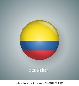 Ecuador flag icon circle 3d gradient isolated