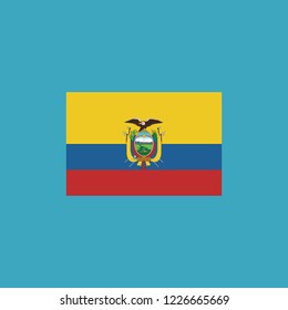 Ecuador flag icon in flat design. Independence day or National day holiday concept.