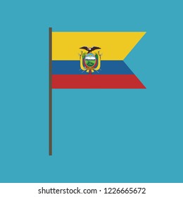 Ecuador flag icon in flat design. Independence day or National day holiday concept.