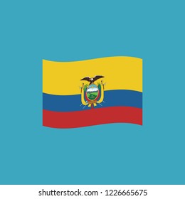 Ecuador flag icon in flat design. Independence day or National day holiday concept.