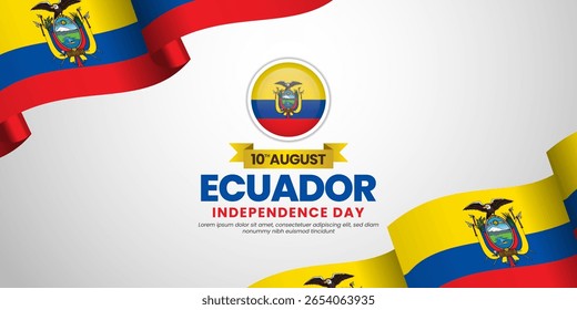 Ecuador flag for independence day banner background with blank space area