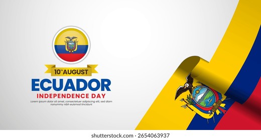 Ecuador flag for independence day banner background with blank space area