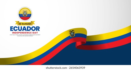 Ecuador flag for independence day banner background with blank space area