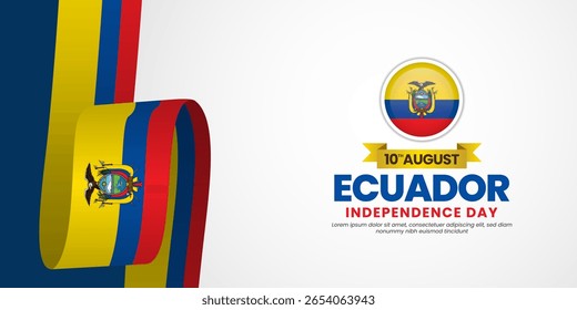 Ecuador flag for independence day banner background with blank space area