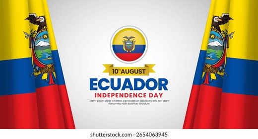 Ecuador flag for independence day banner background with blank space area