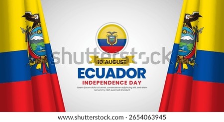 Ecuador flag for independence day banner background with blank space area