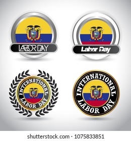 Ecuador Flag with labour day design vector 