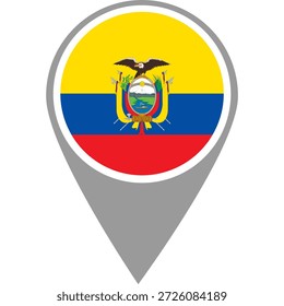 Ecuador flag location pin, Ecuador flag on location pin, Ecuador map pointer in high quality