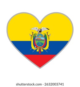 Ecuador flag. Ecuador love flag. Ecuador flag in heart shape. Love symbol. Vector illustration