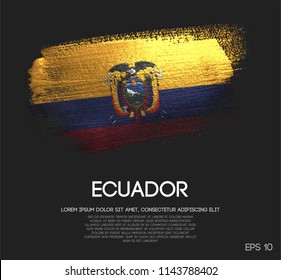 Ecuador Flag Made of Glitter Sparkle Brush Paint Vector