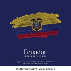 Ecuador Flag Made of Glitter Sparkle Brush Paint Vector, Celebrating Ecuador Independence Day.