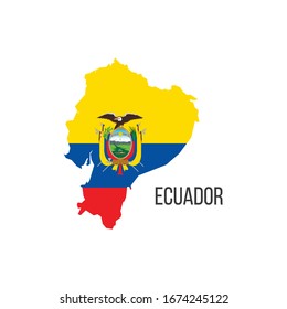 Ecuador flag map. The flag of the country in the form of borders. Stock vector illustration isolated on white background.