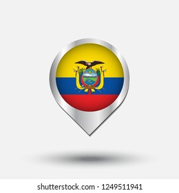Ecuador flag map pointer with shadow. Vector illustration
