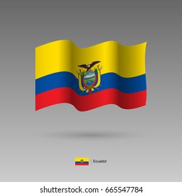Ecuador flag. Official colors and proportion correctly. High detailed vector illustration. 3d and isometry. EPS10