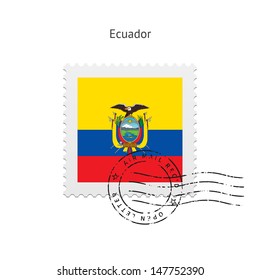Ecuador Flag Postage Stamp on white background. Vector illustration.
