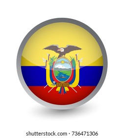Ecuador Flag Round Glossy Icon. Vector illustration.