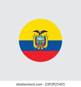 Icono, botón o botón de la bandera ecuatoriana. Símbolo nacional de Ecuador. Ilustración vectorial.