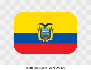 Ecuador flag - rounded rectangle colorful flag representing a country cultural identity and heritage. The essence of national pride and unity. Vector flag on transparent background.