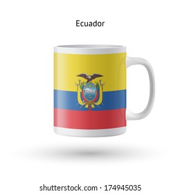 Ecuador flag souvenir mug isolated on white background. Vector illustration.