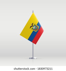 Ecuador flag state symbol isolated on background national banner. Greeting card National Independence Day of the Republic of Ecuador. Illustration banner with realistic state flag.