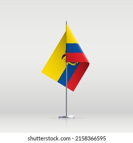 Ecuador flag state symbol isolated on background national banner. Greeting card National Independence Day of the Republic of Ecuador. Illustration banner with realistic state flag.