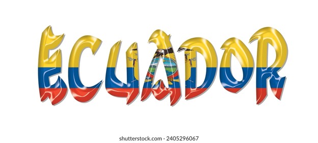 Tipo de letra del texto del indicador ECUADOR, fondo coloreado del indicador ECUADOR 3D, ilustración vectorial del indicador ECUADOR