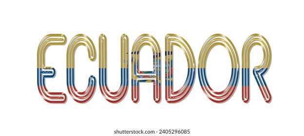 Tipo de letra del texto del indicador ECUADOR, fondo coloreado del indicador ECUADOR 3D, ilustración vectorial del indicador ECUADOR