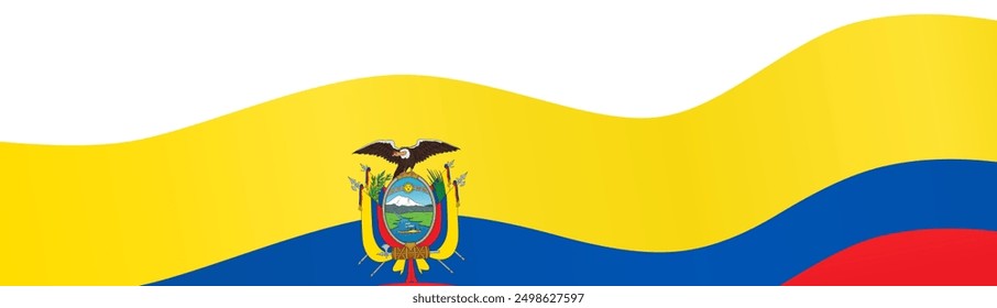 Ecuador flag wave isolated on png or transparent background vector illustration.