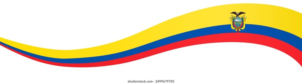 Onda de bandera de Ecuador aislada en png o Ilustración vectorial de fondo transparente.