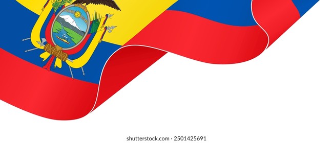 Ecuador flag wave isolated on png or transparent background vector illustration.