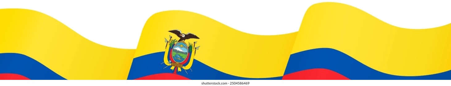 Onda de bandera de Ecuador aislada en png o Ilustración vectorial de fondo transparente.