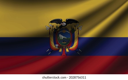 Ecuador flag waving. Background for patriotic and national design. Vector illustration