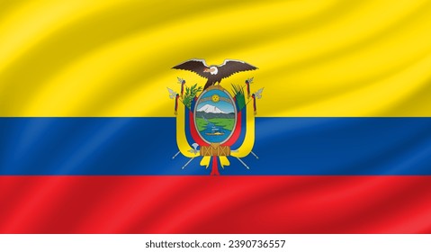 Ecuador flag waving. Background. Vector