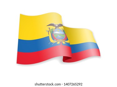 Ecuador flag in the wind. Flag on white background vector illustration