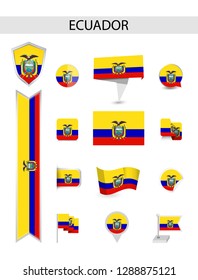 Ecuador Flat Flag Collection. Flat flags vector illustration.