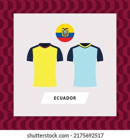 Ecuador football national team uniform flat illustration. South American football team.