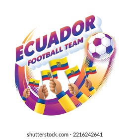 Ecuador Football Team Masthead Logo with National Flag of Ecuador