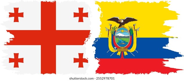 Ecuador and Georgia grunge flags connection, vector