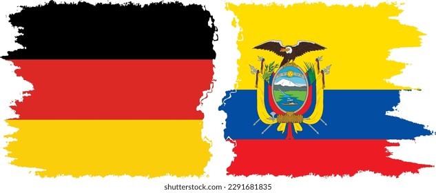 Ecuador and Germany grunge flags connection, vector