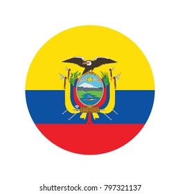 Ecuador - glossy button with flag, Ecuador Flag Round Glossy Icon. Vector illustration.